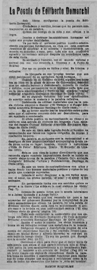 La Poesía de Edilberto Domarchi