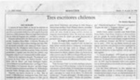Tres escritores chilenos  [artículo] Ramón Riquelme.
