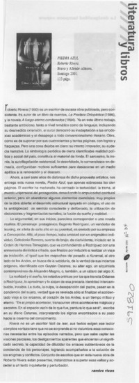 Piedra azul  [artículo] Ramiro Rivas