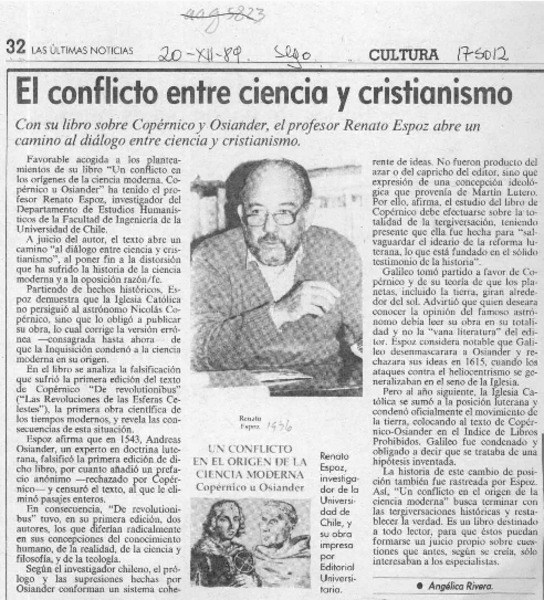 El conflicto entre ciencia y cristianismo  [artículo] Angélica Rivera.