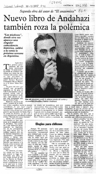 Nuevo libro de Andahazi también roza la polémica  [artículo] Angélica Rivera.