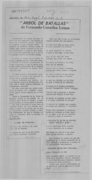 "Arbol de batallas" de Fernando González Urízar