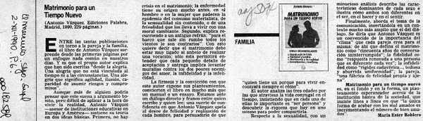 Matrimonio para un tiempo nuevo  [artículo] María Ester Roblero.
