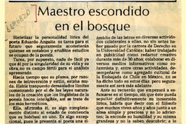 Maestro escondido en el bosque  [artículo] Lautaro Robles.