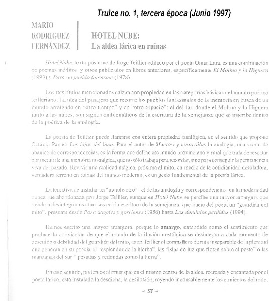La aldea lárica en ruinas