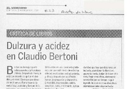 Dulzura y acidez en Claudio Bertoni