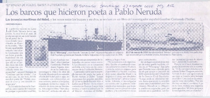 Los barcos que hicieron poeta a Pablo Neruda