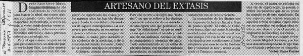 Artesano del éxtasis  [artículo] Víctor Rojas Farías.