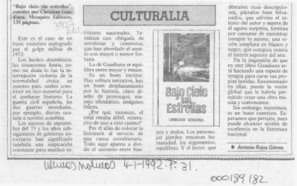 Bajo cielo sin estrellas