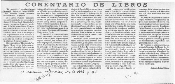 Comentario de libros  [artículo] Antonio Rojas Gómez.