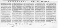 Comentario de libros  [artículo] Antonio Rojas Gómez.