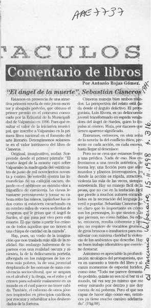 Comentario de libros  [artículo] Antonio Rojas Gómez.