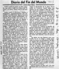 Diario del fin del mundo  [artículo] Antonio Rojas Gómez.