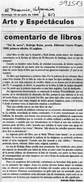 Sol de acero  [artículo] Antonio Rojas Gómez