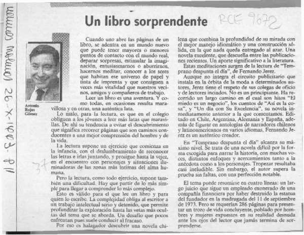Un libro sorprendente  [artículo] Antonio Rojas Gómez.