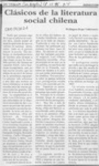 Clásicos de la literatura social chilena  [artículo] Wellington Rojas Valdebenito.
