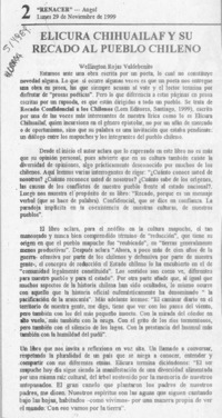 Elicura Chihuailaf y su recado el pueblo chleno  [artículo] Wellington Rojas Valdebenito