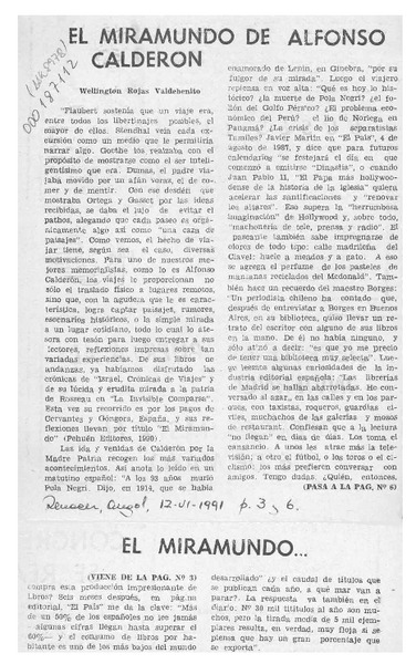 El miramundo de Alfonso Calderón  [artículo] Wellington Rojas Valdebenito.