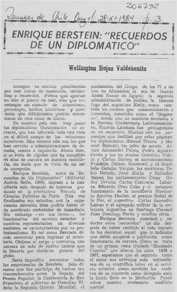 Enrique Bernstein; "Recuerdos de un diplomático"
