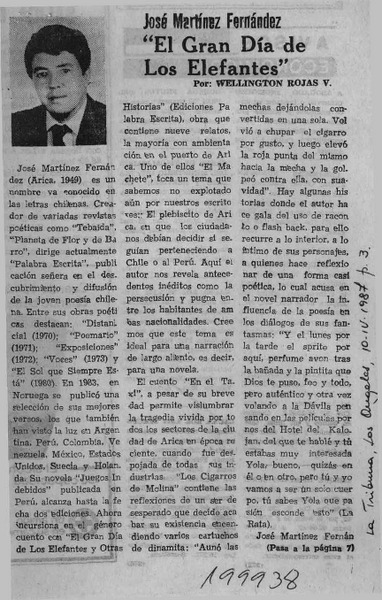 José Martínez Fernández, "El gran día de los elefantes"  [artículo] Wellington Rojas Valdebenito.
