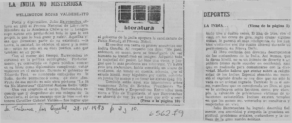 La India no misteriosa.  [artículo] Wellington Rojas Valdebenito.