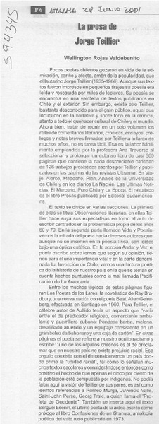 La prosa de Jorge Teillier  [artículo] Wellington Rojas Valdebenito