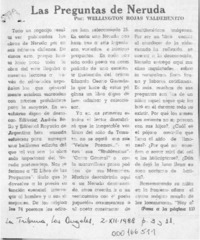 Las preguntas de Neruda  [artículo] Wellington Rojas Valdebenito.