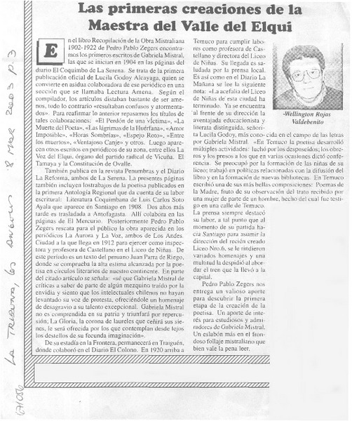 Las primeras creaciones de la maestra del Valle del Elqui