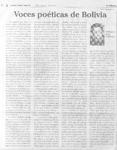 Voces poéticas de Bolivia.