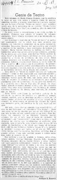 Gente de teatro  [artículo] Antonio R. Romera