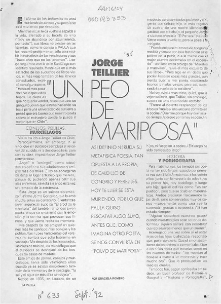 "Un peo de mariposa"  [artículo] Graciela Romero.