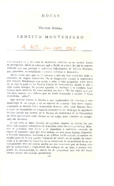 Ernesto Montenegro  [artículo] Milton Rossel.