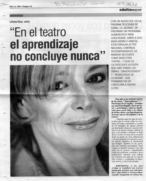 "En el teatro el aprendizaje no concluye nunca"  [artículo]