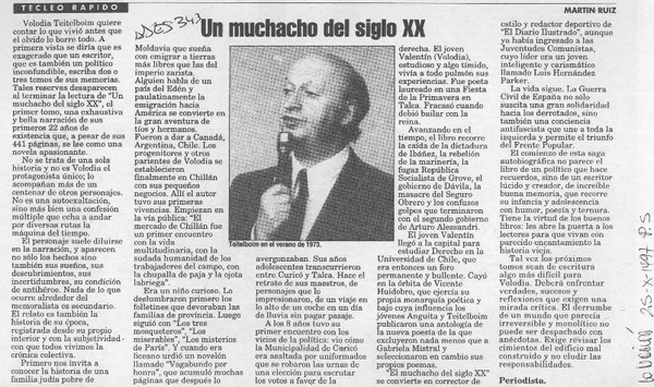 Un muchacho del siglo XX  [artículo] Martín Ruiz.