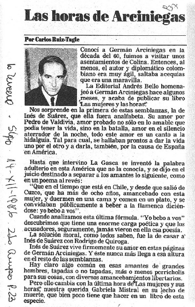 Las horas de Arciniegas