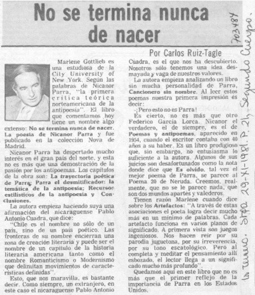 No se termina nunca de nacer