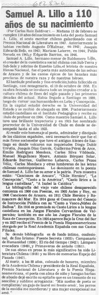 Samuel A. Lillo a 110 años de su nacimiento