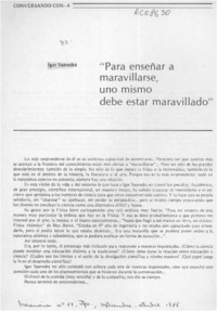 "Para enseñar a maravillarse, uno mismo debe estar maravillado"  [artículo].