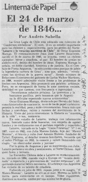 El 24 de marzo de 1846--