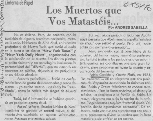 Los muertos que matasteis --