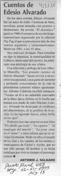 Cuentos de Edesio Alvarado  [artículo] Antonio J. Salgado