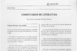 Comentarios de literatura  [artículo] Fernando Sánchez Durán.