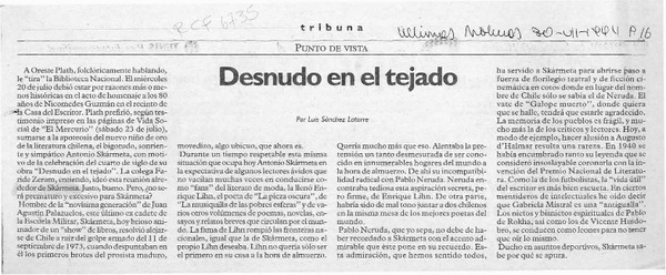 Desnudo en el tejado  [artículo] Luis Sánchez Latorre.