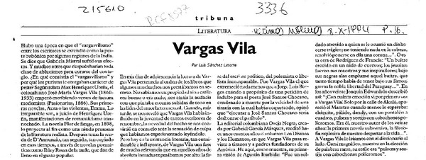 Vargas Vila  [artículo] Luis Sánchez Latorre.