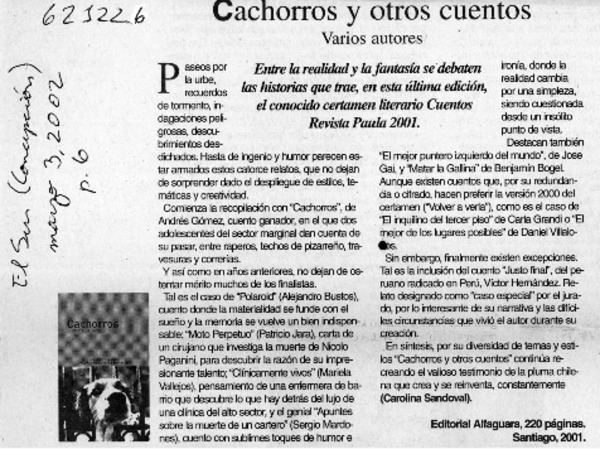 Cachorros y otros cuentos  [artículo] Carolina Sandoval