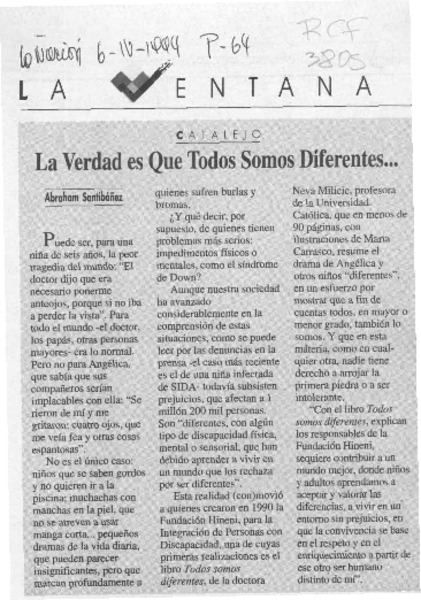 La verdad es que todos somos diferentes --  [artículo] Abraham Santibáñez.