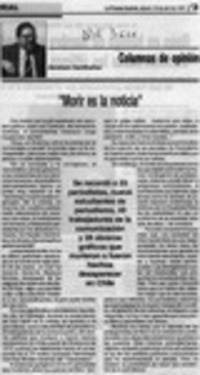 "Morir es la noticia"