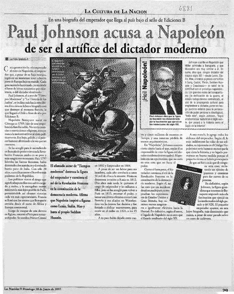 Paul Johnson acusa a Napoleón