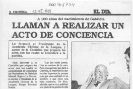 Llaman a realizar un acto de conciencia  [artículo].