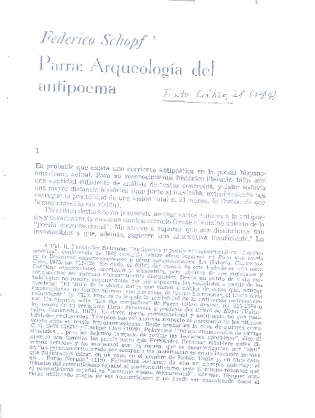 Parra: arqueología del antipoema  [artículo] Federico Schopf